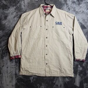 Backpacker Mens Flannel Lined Mens Long Sleeve Snap Collard Shirt Beige